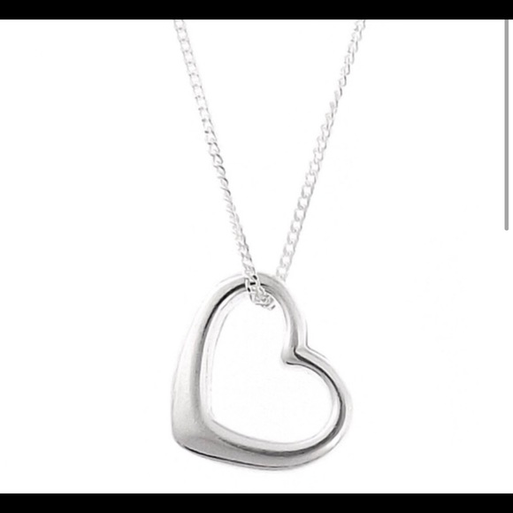 Silver Open Heart Charm Necklace - Picture 2 of 3